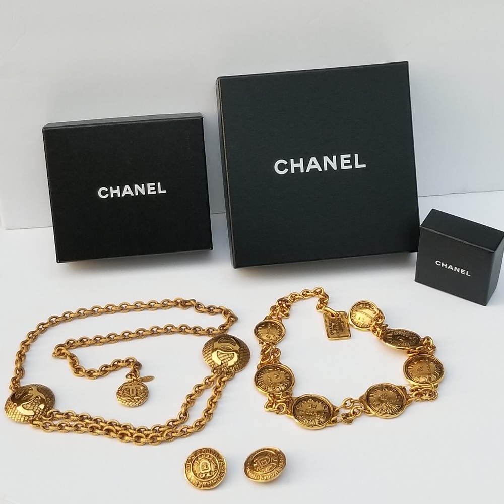 Stunning Auth Vintage statement Chanel necklace and earrings Lot - Picture 4 of 16